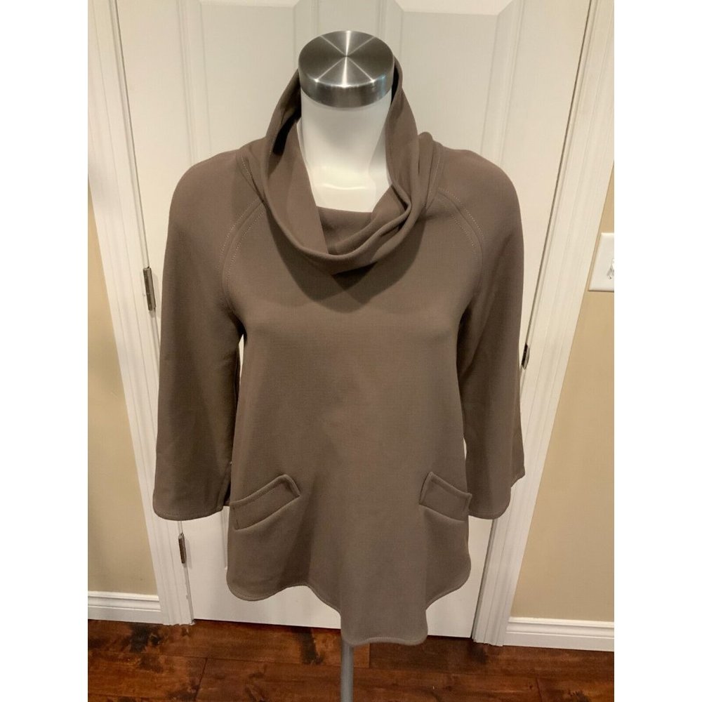 Jennifer Tattanelli Gray Cowl Neck Top w/ Pockets! Size 6 (US), 40 (IT)